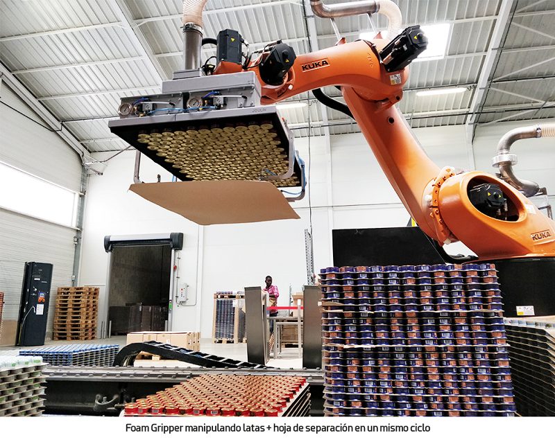 GIMATIC Iberia presenta sus soluciones de Paletización y Depaletizacion de latas con Foam Gripper Joulin