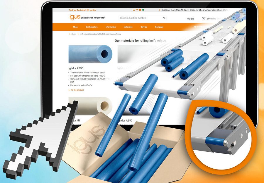 Rodillos para extremos de bandas transportadoras ya disponibles en la tienda online de igus