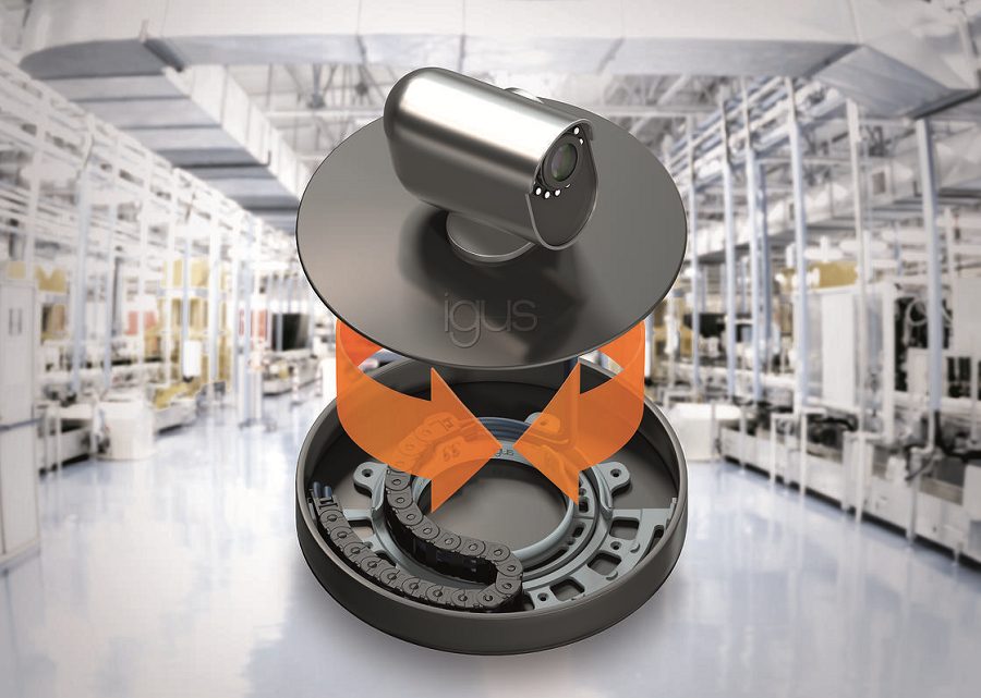 Rotación compacta con plástico: Nueva cadena portacables de igus para movimientos rotatorios