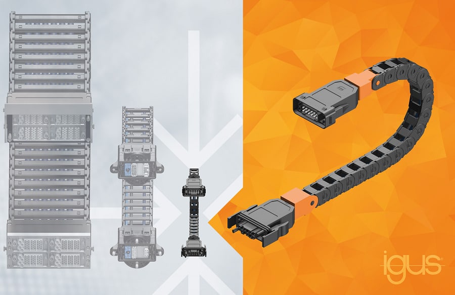 Conectadas en segundos: las cadenas portacables readychain® plug-in de igus reducen el tiempo de instalación en un 80%