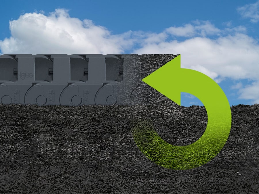 igus fomenta la economía circular con la primera cadena portacables del mundo fabricada íntegramente con material reciclado